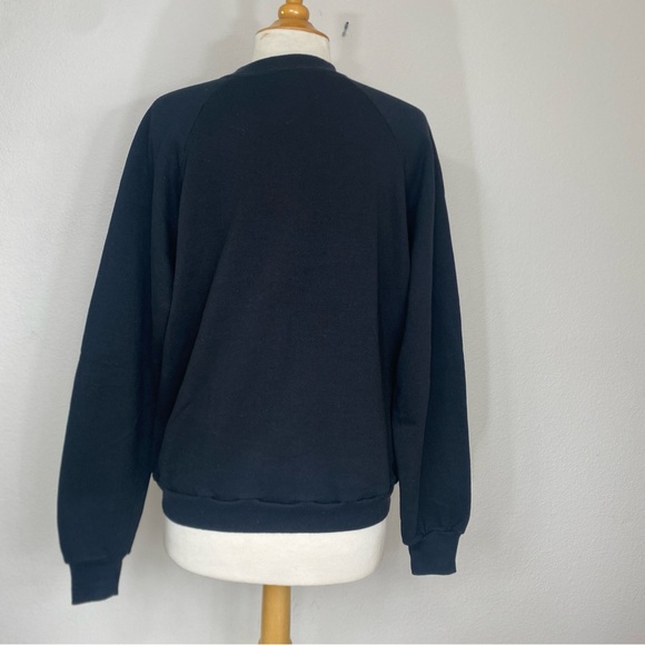 Vintage Women's Jerzees Black Quilted Star Crew Sweatshirt Size XL Cottagecore - Picture 2 of 16